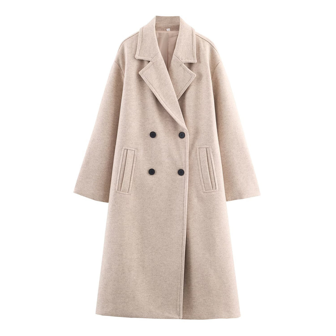 Damen Doppelreihiger Oversize‑Mantel mit fallendem Revers und Eingrifftaschen Echo Archiv