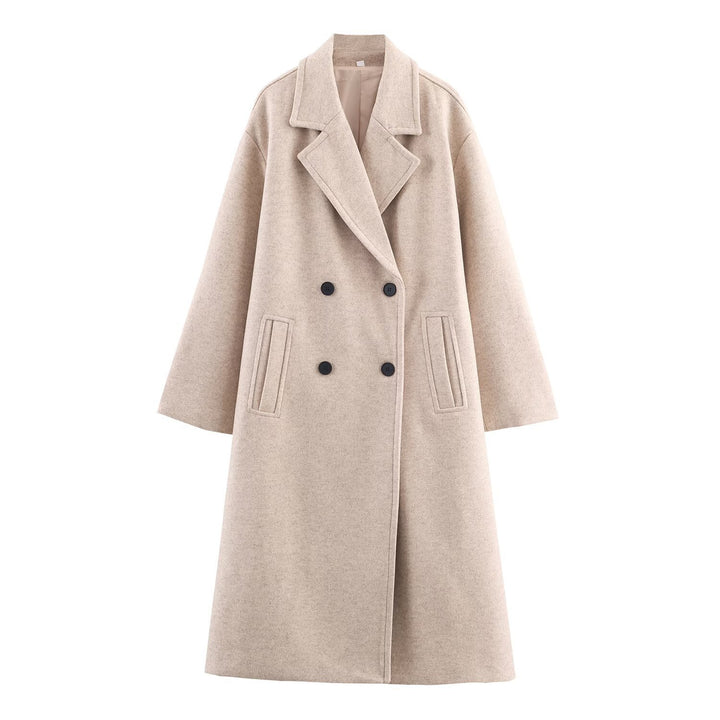 Damen Doppelreihiger Oversize‑Mantel mit fallendem Revers und Eingrifftaschen Echo Archiv