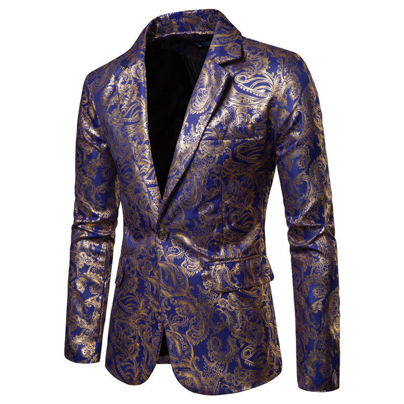 Herren exklusiver Paillettenblazer mit goldenen Verzierungen und modernem Schnitt Echoarchiv