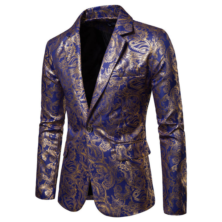 Herren exklusiver Paillettenblazer mit goldenen Verzierungen und modernem Schnitt Echoarchiv