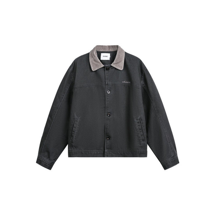 Herren Boxy-Canvas-Jacke mit Cordkragen und verdeckter Knopfleiste Echo Archiv