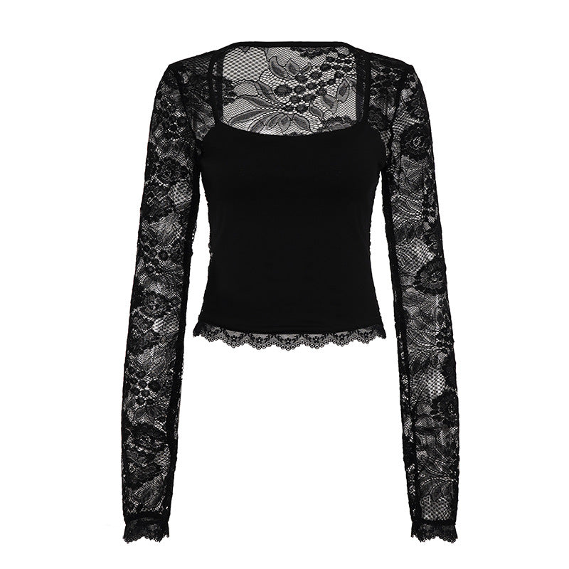 Damen elegantes Spitzenoberteil mit langen Ärmeln Echo Archiv