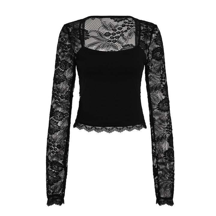 Damen elegantes Spitzenoberteil mit langen Ärmeln Echo Archiv