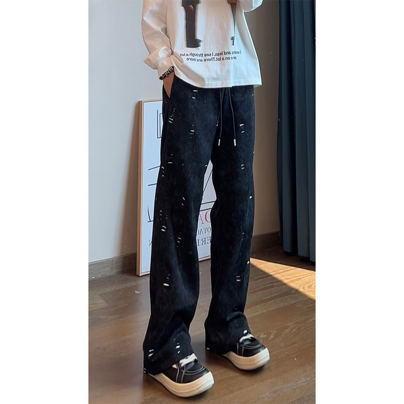 Herren Oversized Cordhose mit Distressed‑Details, weitem Bein und Tunnelzug Echo Archiv