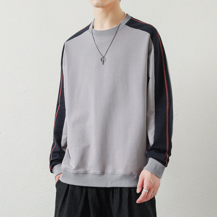 Herren Oversize-Sweatshirt mit kontrastierenden Ärmeln, Flachnaht-Details und Rippbündchen Echo Archiv