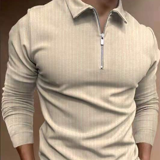 Herren Poloshirt mit Reißverschluss und Streifenmuster Echoarchiv