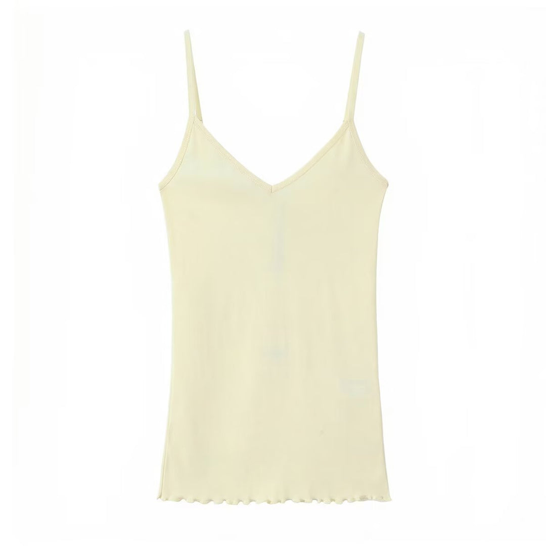 Damen Spaghettiträgeroberteil mit elegantem V-Ausschnitt und softer Textur Echo Archiv