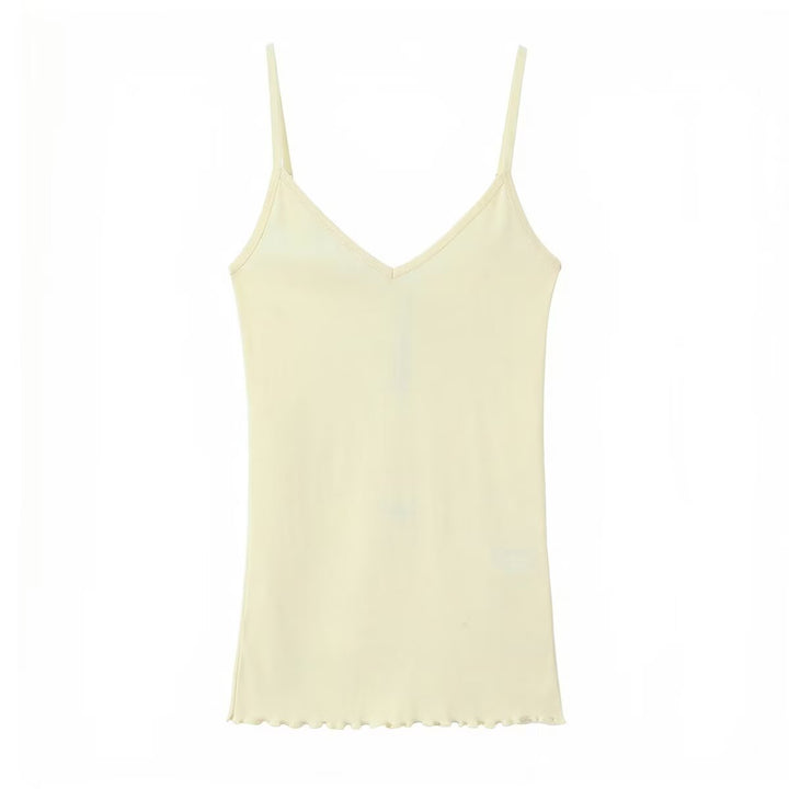 Damen Spaghettiträgeroberteil mit elegantem V-Ausschnitt und softer Textur Echo Archiv