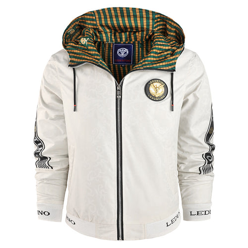 Herren nan leichte Kapuzenjacke mit gestreiftem Innenfutter, Logo-Ärmelprint und elastischem Saum Echo Archiv