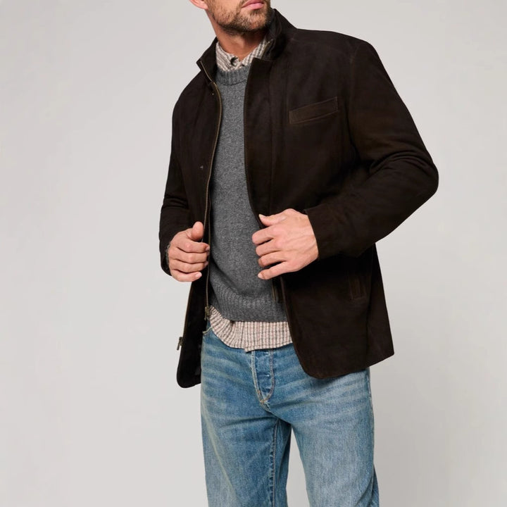 Herren feine Wildlederjacke im modernen Schnitt mit praktischen Taschen Echoarchiv