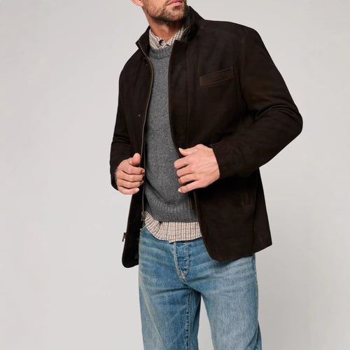Herren feine Wildlederjacke im modernen Schnitt mit praktischen Taschen Echoarchiv