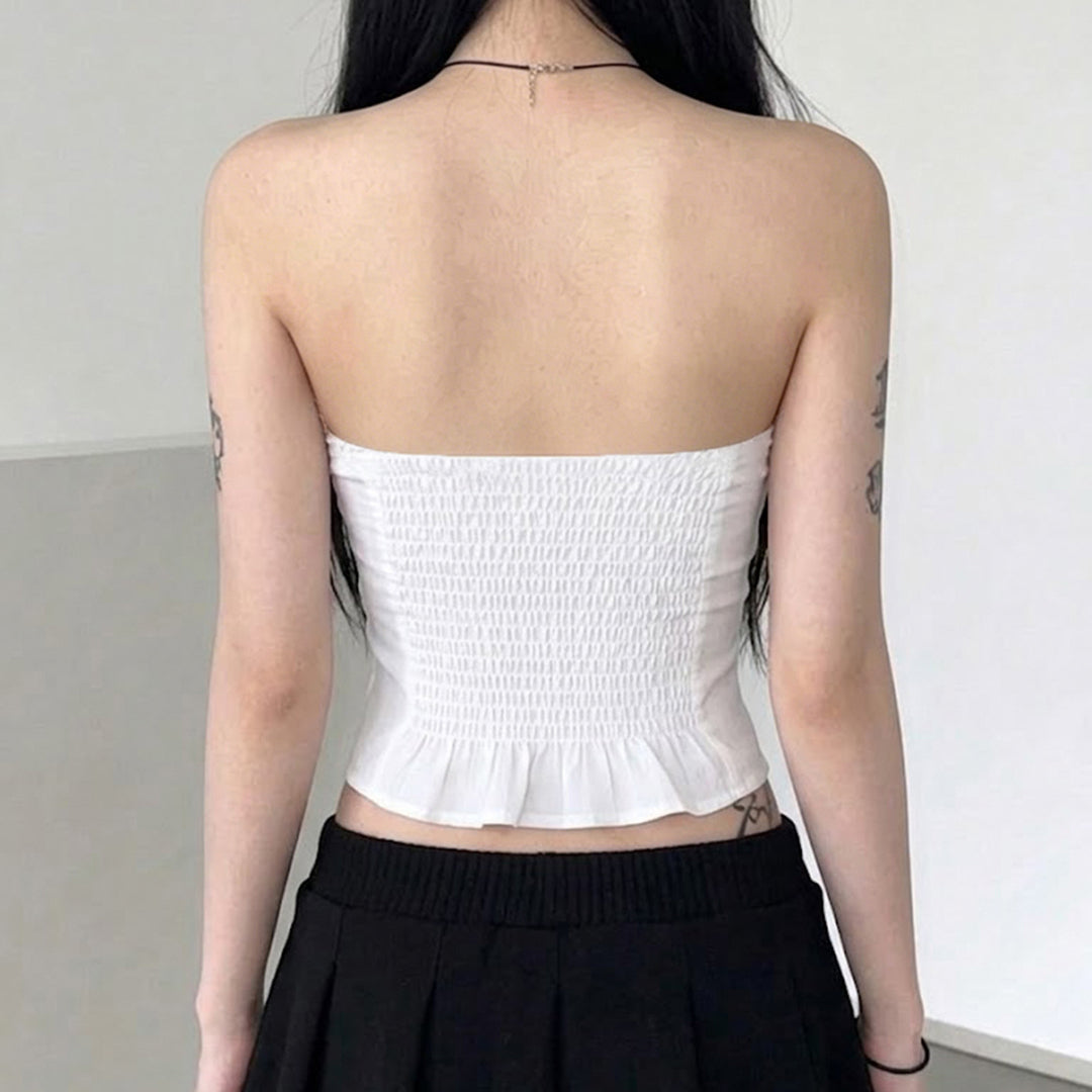 Damen-Spitzen-Bandeau-Top mit Raffungen und dekorativem Bindeband Echo Archiv
