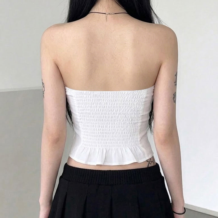 Damen-Spitzen-Bandeau-Top mit Raffungen und dekorativem Bindeband Echo Archiv