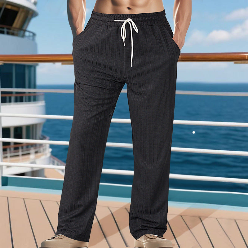 Herren Lässige Freizeithose mit elastischem Bund und verstellbarem Kordelzug Echoarchiv
