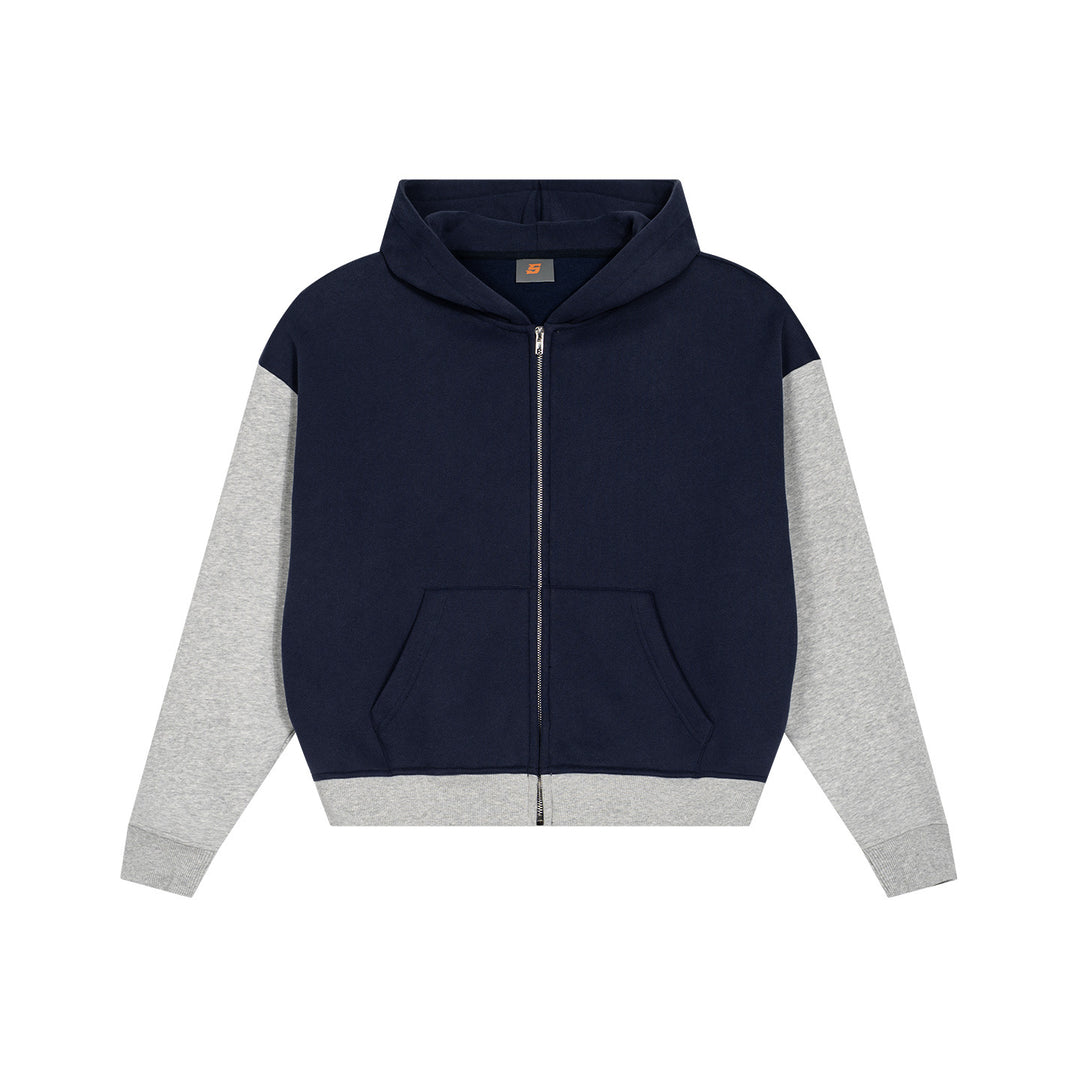 Herren Reißverschluss-Kapuzenjacke im Colorblock-Stil aus French-Terry mit Kängurutasche Echo Archiv