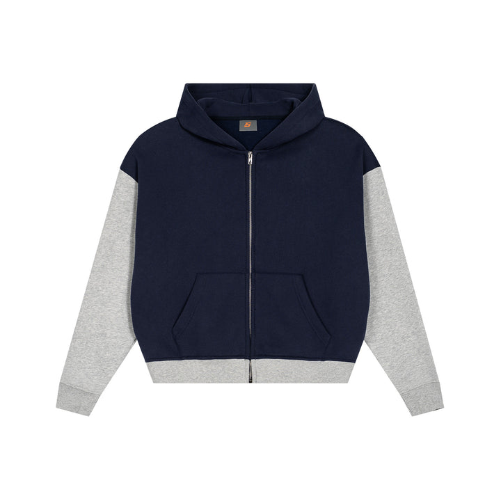 Herren Reißverschluss-Kapuzenjacke im Colorblock-Stil aus French-Terry mit Kängurutasche Echo Archiv
