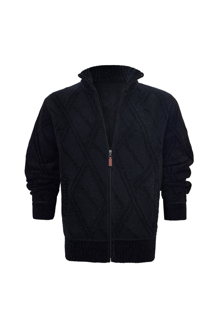 Herren Fleece-Jacke mit strukturierter Oberfläche und hohem Kragen Echoarchiv