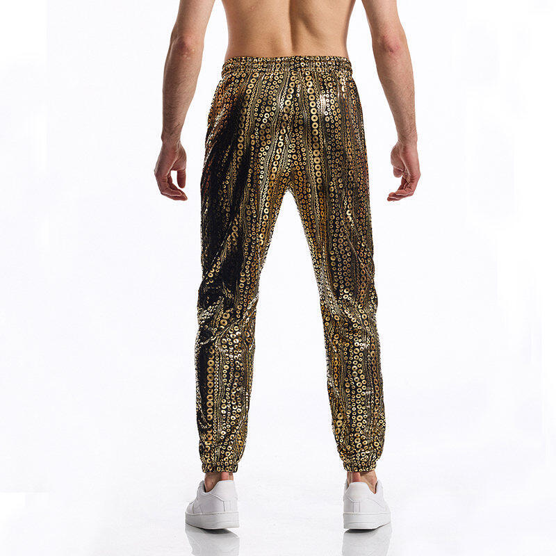 Herren Glitzernde Freizeithose mit buntem Paillettenmuster Echoarchiv
