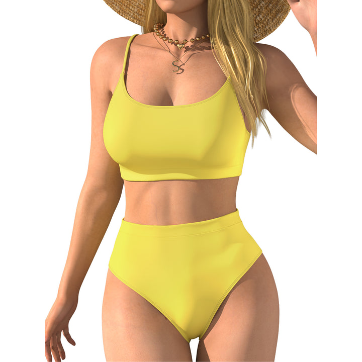 Damen Hochtaillierter Bikini mit Crop-Top Echo Archiv