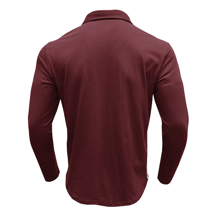 Herren modisches Langarm-Polohemd mit Knopfleiste und Brusttasche Echoarchiv