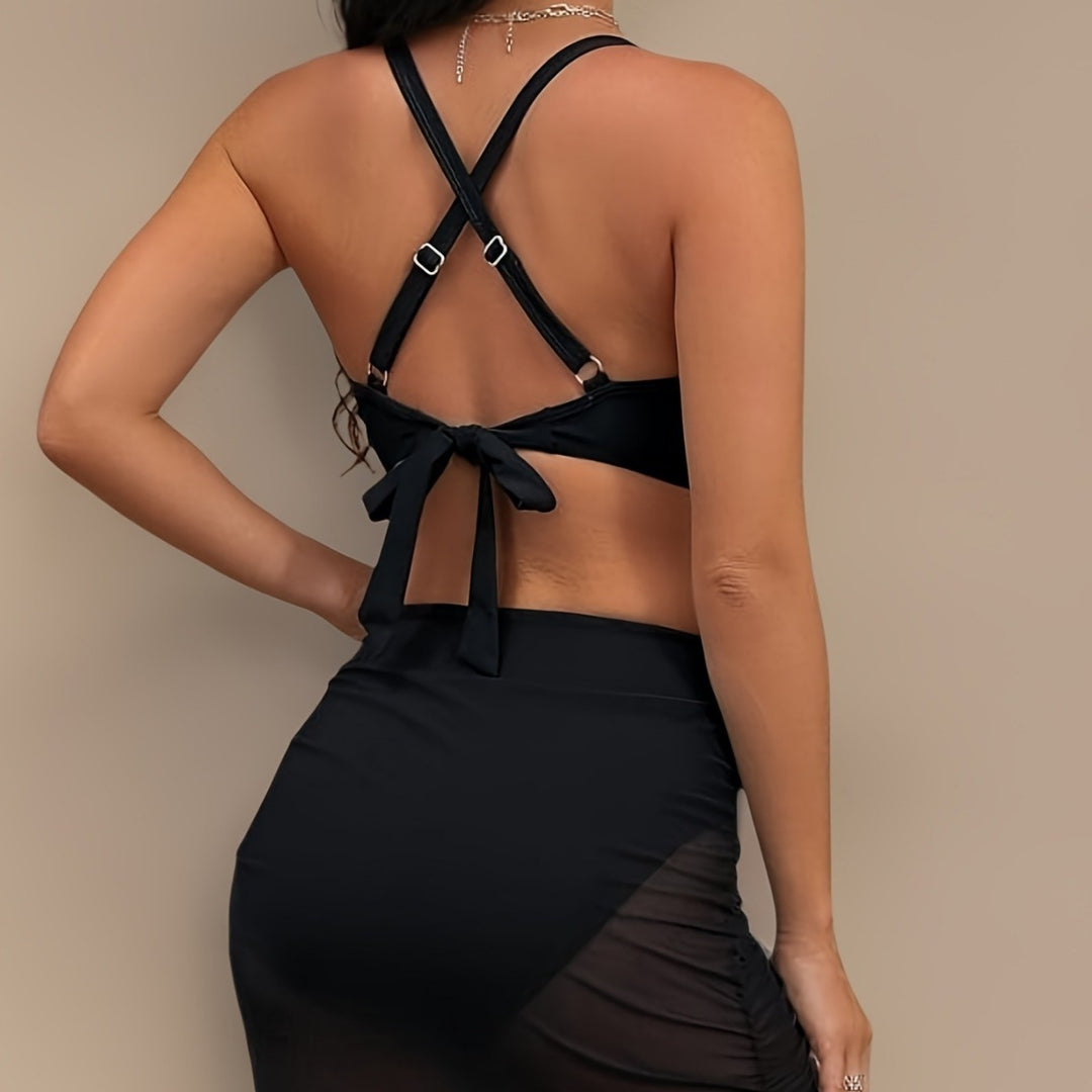 Damen Bikini Oberteil mit transparentem Material und verstellbaren Trägern Echo Archiv