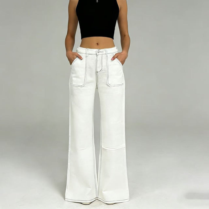 Damen nan hochgeschnittene Relaxed-Jeans mit geradem Bein und aufgesetzten Fronttaschen Echo Archiv