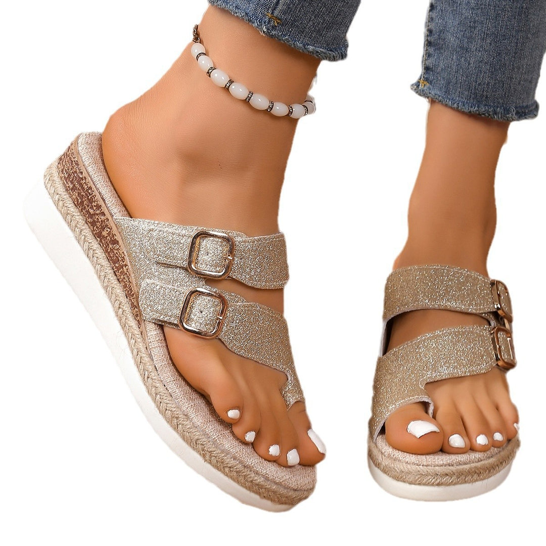 Damen nan komfortable Plateausandale im Espadrille-Stil mit doppeltem verstellbarem Schnallenriemen Echo Archiv