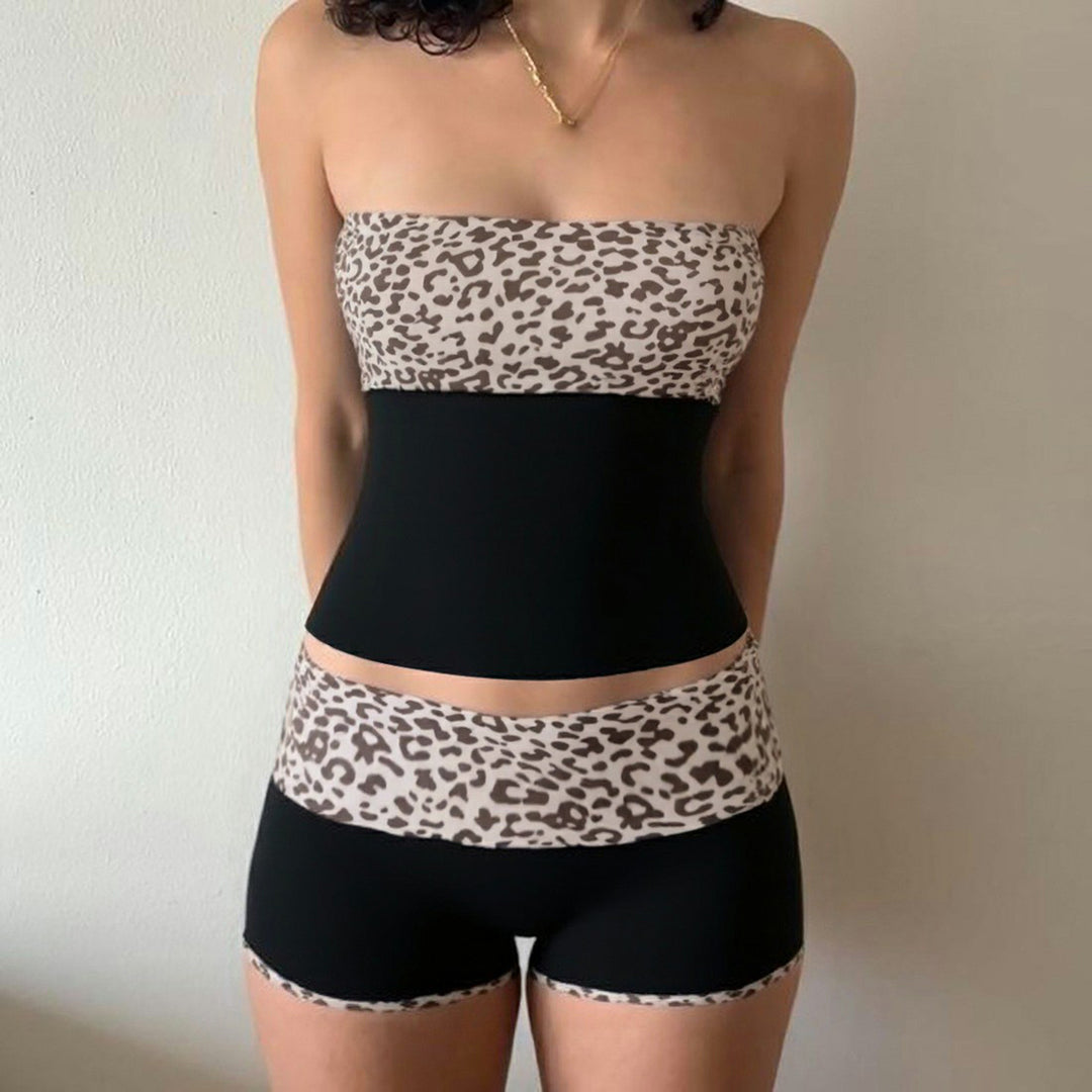 Damen sportliches Bikiniset mit trendigem Leopardenmotiv und elastischem Bund Echo Archiv