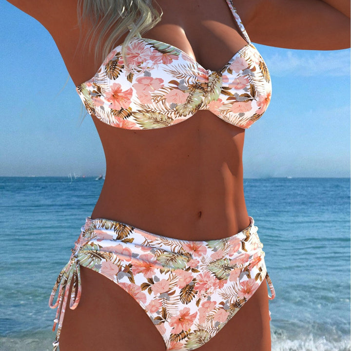Damen Wickel-Bikini-Set mit floralem Design und hohem Bund Echo Archiv