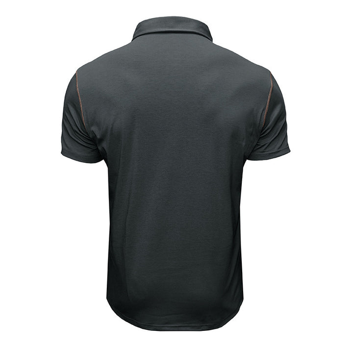 Herren Kurzarm-Hemd mit modischem Henley-Ausschnitt und Brusttasche Echoarchiv