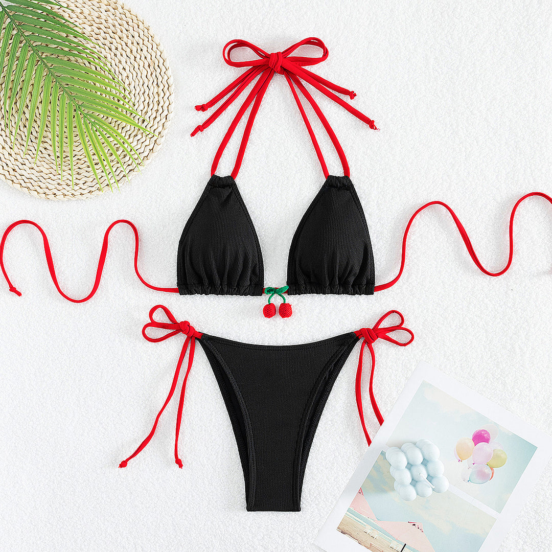 Damen Triangel-Bikini mit verspielten Krawatten und fruchtigem Detail Echo Archiv
