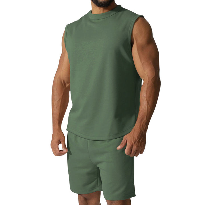 Herren Sportliches ärmelloses Trainingsset mit bequemen Shorts und atmungsaktivem Material Echoarchiv