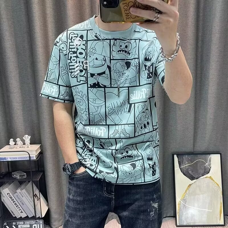 Herren lässiges T-Shirt mit kreativem Comic-Design Echoarchiv