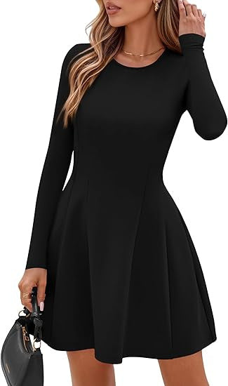 Damen A-Linien Minikleid mit langen Ärmeln Echo Archiv