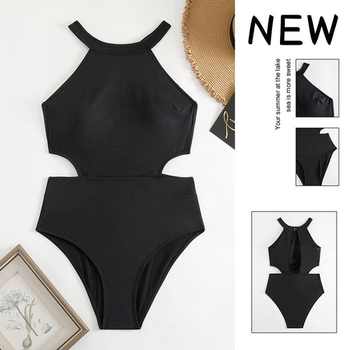 Damen Einteiler Badeanzug mit hohem Kragen und seitlichem Cut-Out Echo Archiv