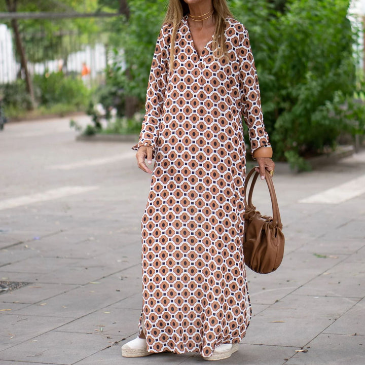 Damen Maxikleid mit modernem grafischen Muster und luftigen Ärmeln Echo Archiv