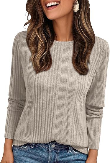 Damen Geripptes Feinstrick-Longsleeve mit Rundhalsausschnitt und legerer Passform Echo Archiv