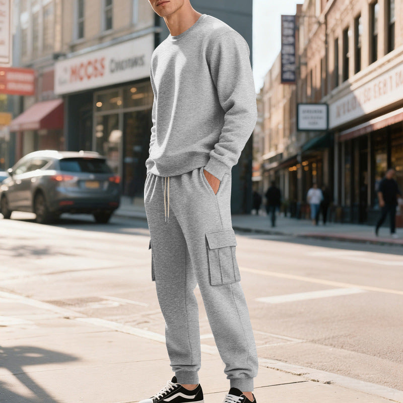 Herren Utility-Cargo-Jogger aus French Terry mit Mehrfachklappen & Tunnelzug – Bravaro