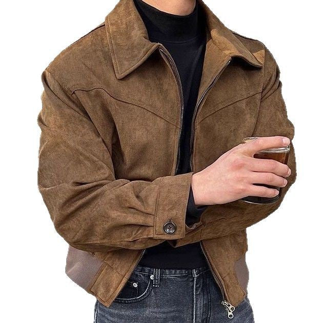 Herren lässige Übergangsjacke aus weichem Kunstleder mit Reißverschluss – Taviero