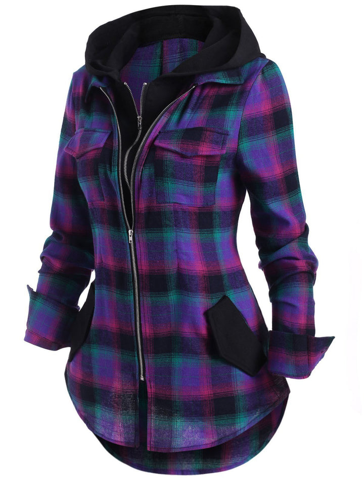 Damen Flanelljacke mit Kapuze und praktischen Taschen Echoarchiv