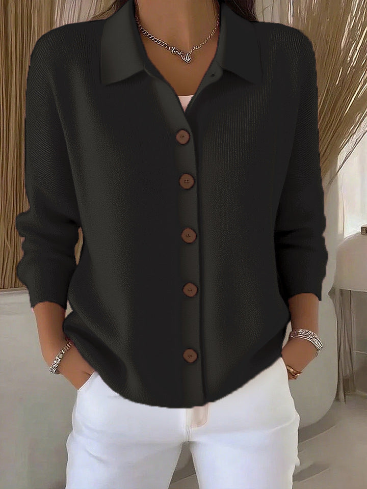 Damen nan Feinstrickjacke mit Hemdkragen und durchgehender Knopfleiste Echo Archiv