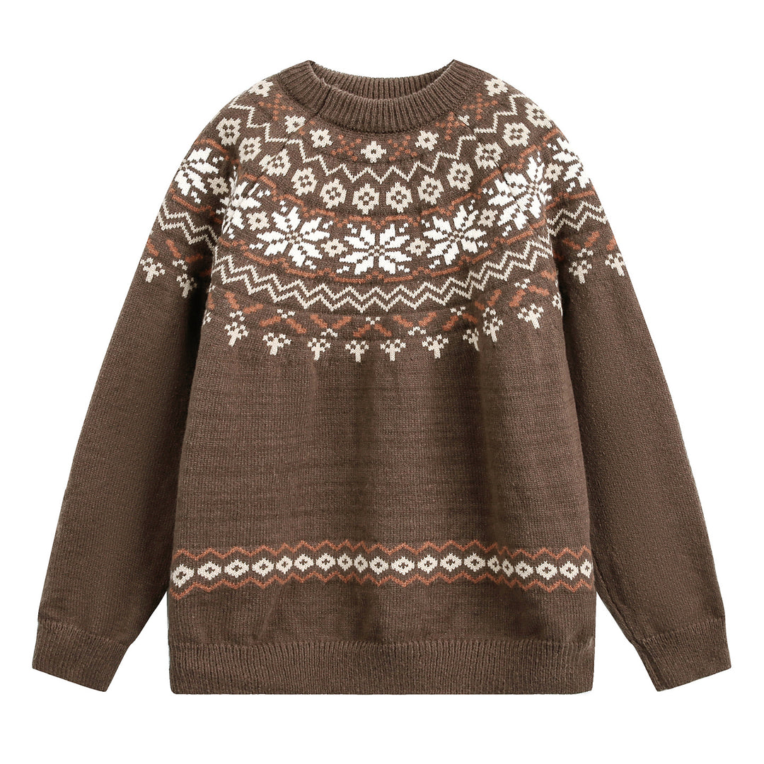 Damen Fair‑Isle Strickpullover im Norwegerstil mit Rundhals und überschnittener Schulter Echo Archiv