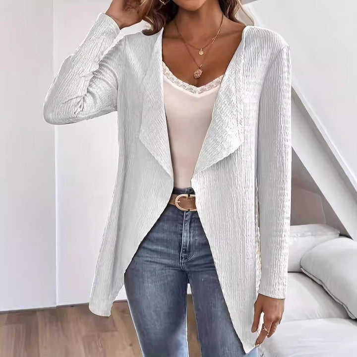 Damen Wasserfall-Blazer aus Crinkle-Struktur, leicht und offen Echoarchiv