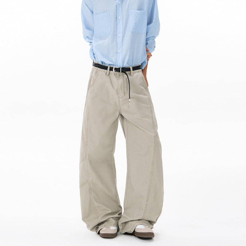 Herren Weite Twill-Palazzo-Hose mit tiefem Schritt und verstärkten Nähten Echo Archiv