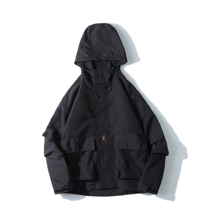 Unisex Weitgeschnittene Utility-Softshelljacke mit Kapuze und Mehrfach-Taschen Echo Archiv
