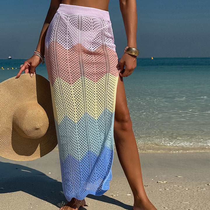 Damen Häkel-Sarong mit Wellenmuster und hohem Schlitz Echo Archiv