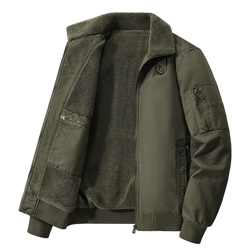 Men's thermal sherpa-lined utility bomber jacket with inner zip stash pocket – Brevano