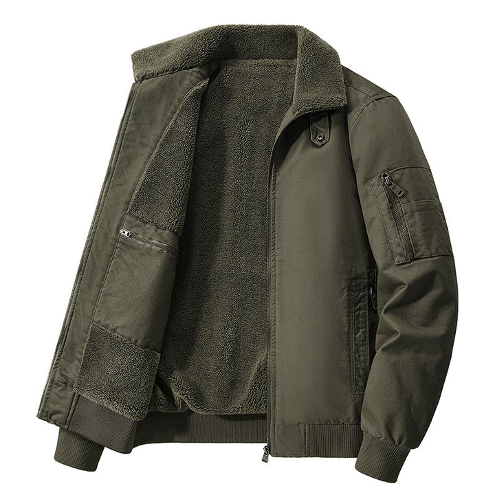 Men's thermal sherpa-lined utility bomber jacket with inner zip stash pocket – Brevano