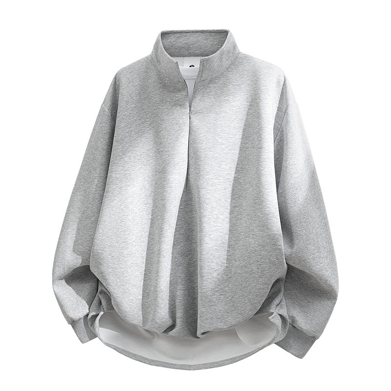 Unisex Oversize-Sweatshirt mit Stehkragen, Halbreißverschluss und ballonförmigem Saum Echoarchiv
