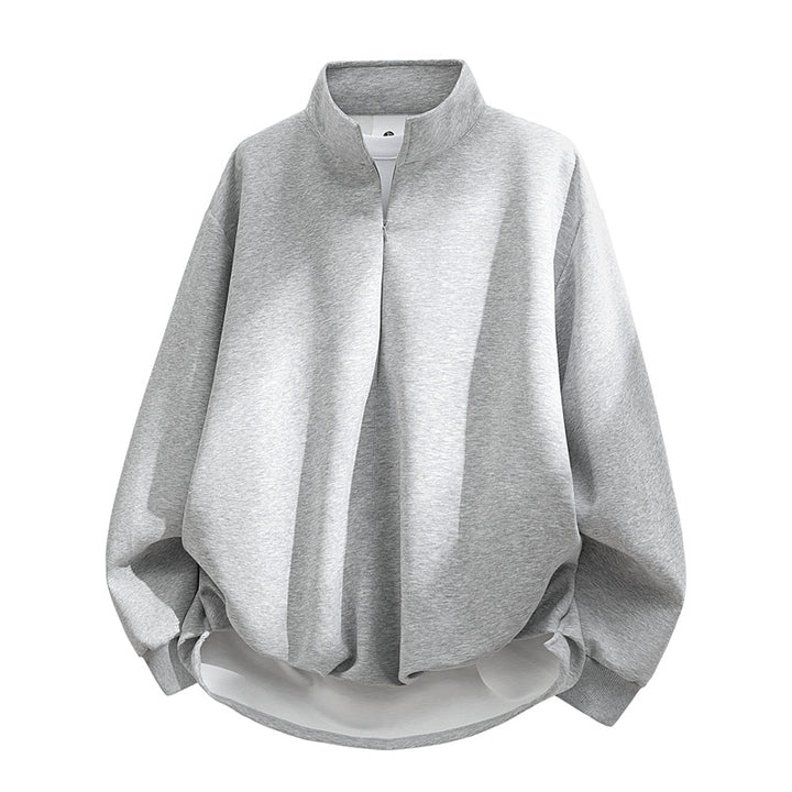 Unisex Oversize-Sweatshirt mit Stehkragen, Halbreißverschluss und ballonförmigem Saum Echoarchiv